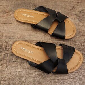 London Fog Collection Sandal Size 7 Black